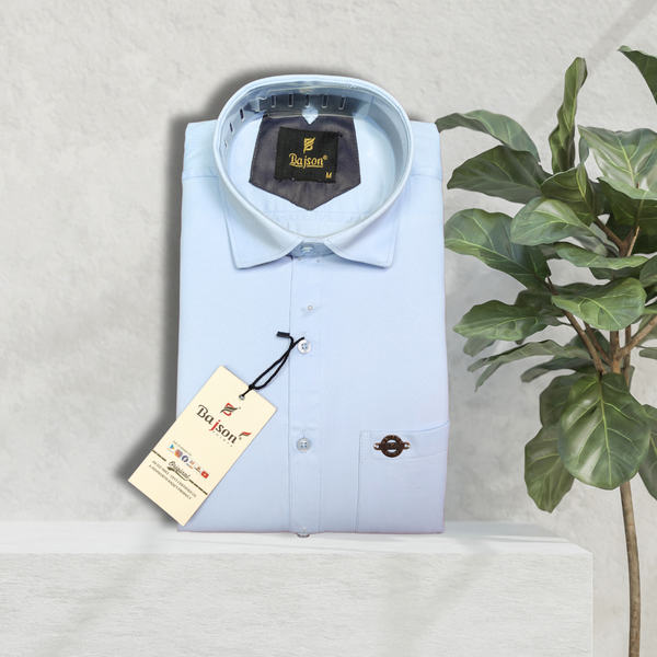 Luxury Twill Cotton Shirt For Men (Sky Blue)
