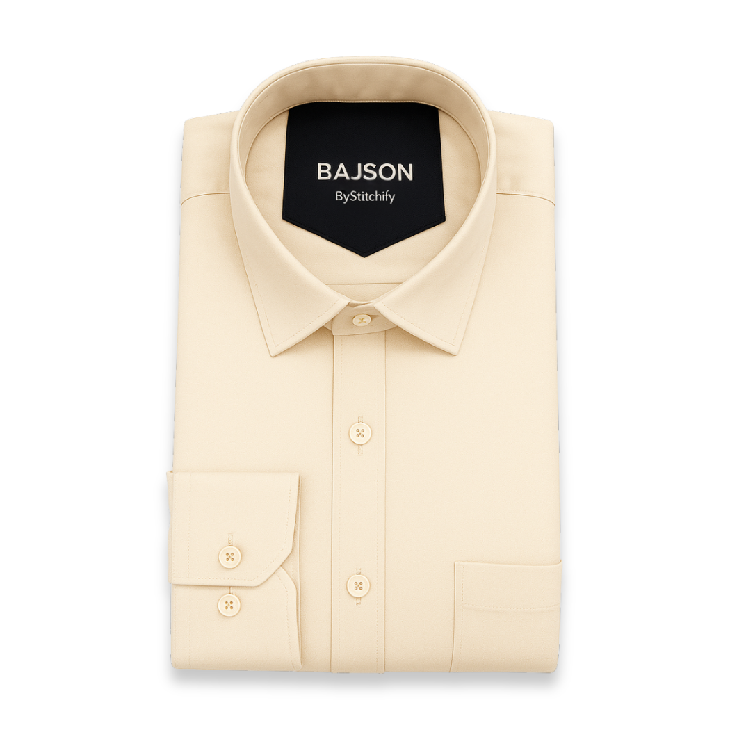 Luxury Twill Cotton Shirt For Men (Cream)