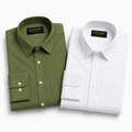 Stitchify Men's Premium Formal Shirt Combo – Set of 2 |Dark Green And White