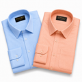 Stitchify Men's Premium Formal Shirt Combo – Set of 2 |SKY And Peach