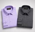 Stitchify Men's Premium Formal Shirt Combo – Set of 2 | Lavender And Dark Grey