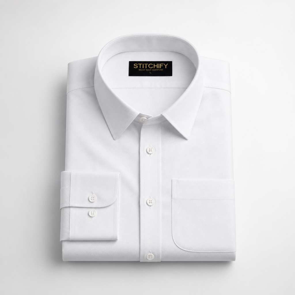 Stitchify Premium Soft Cotton White Shirt For Men