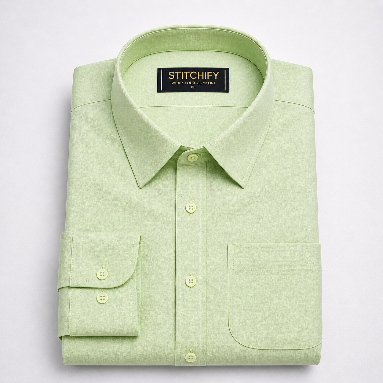 Stitchify Premium Soft Cotton Pista Green Shirt For Men
