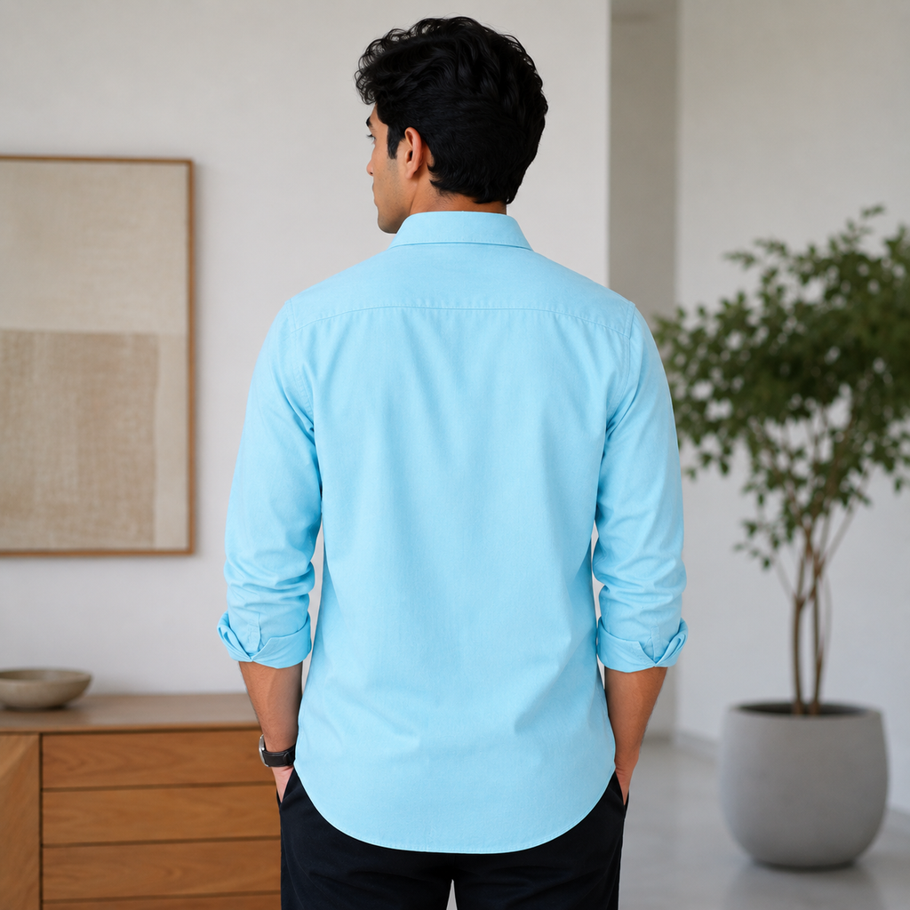 Stitchify Premium Soft Cotton Light Blue Shirt For Men