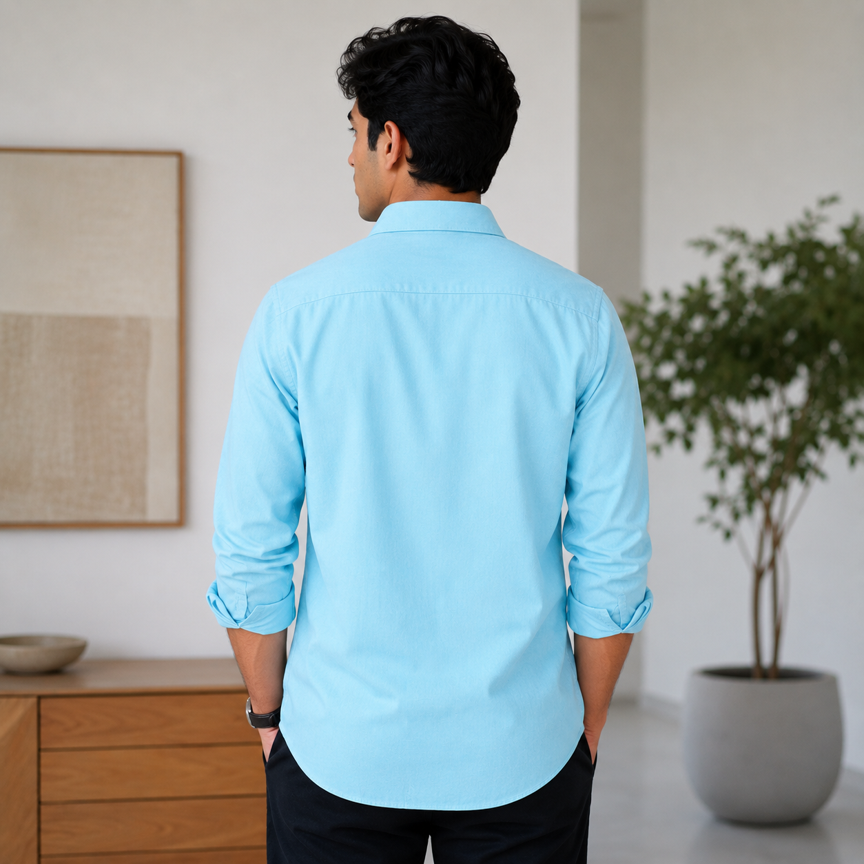 Stitchify Premium Soft Cotton Light Blue Shirt For Men