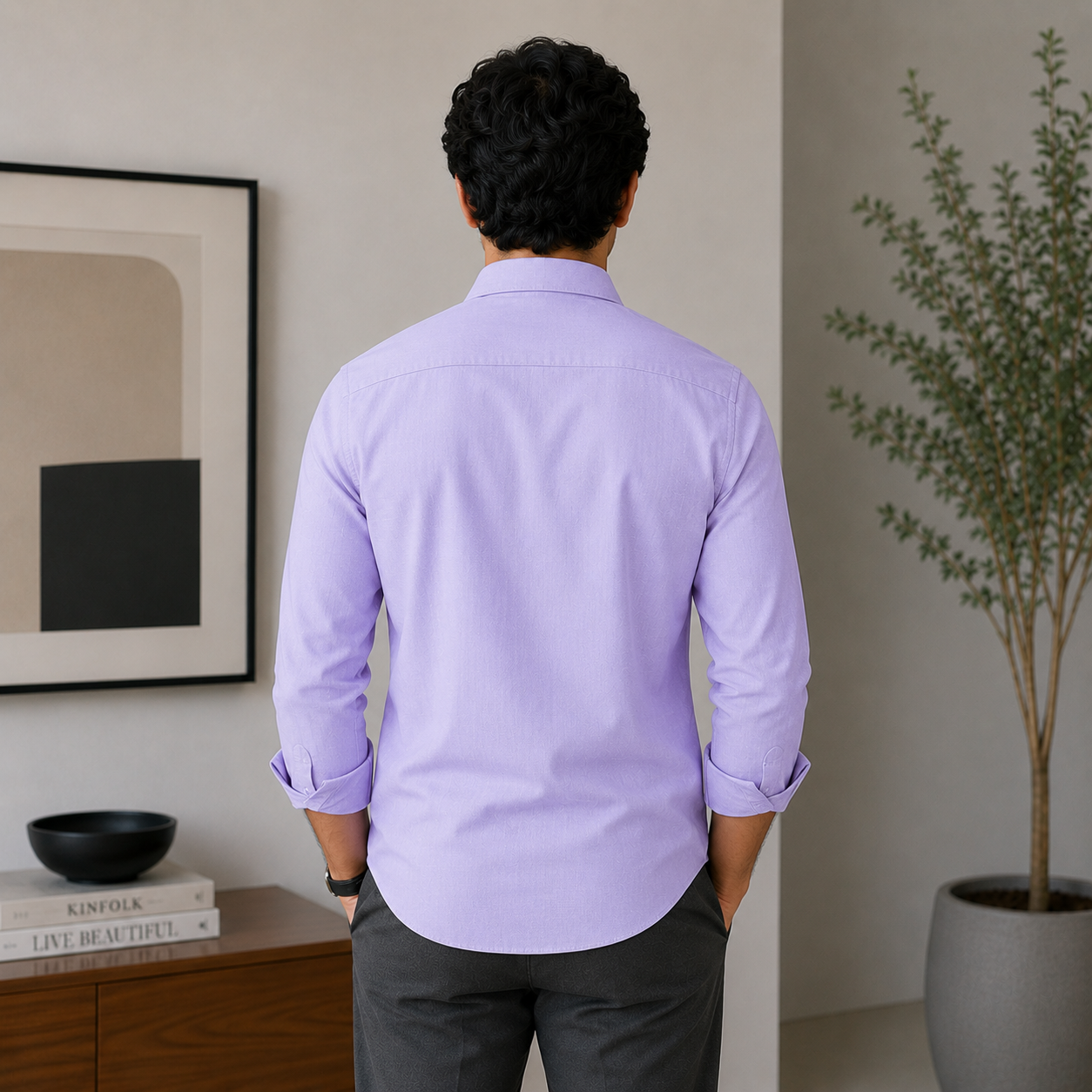 Stitchify Premium Soft Cotton Lavender Shirt For Men