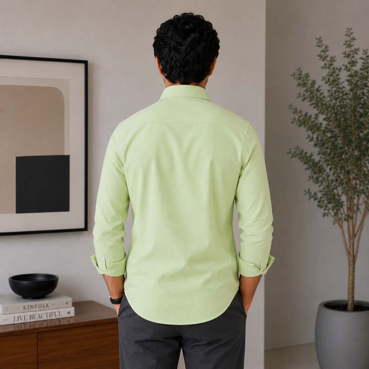 Stitchify Premium Soft Cotton Pista Green Shirt For Men