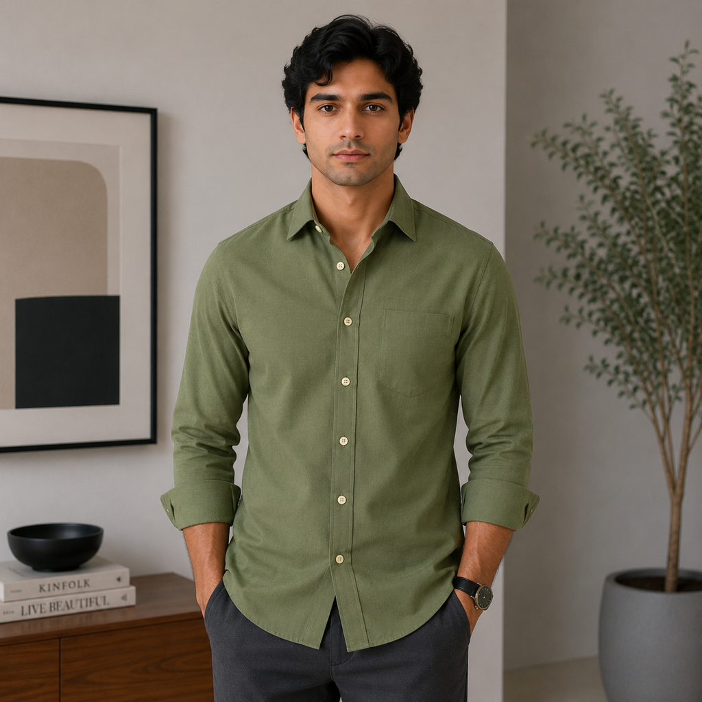 Stitchify Premium Soft Cotton Dark Green Shirt For Men