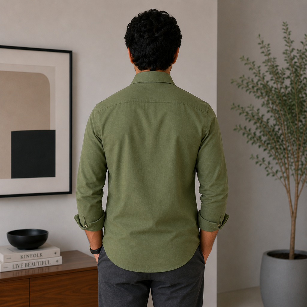 Stitchify Premium Soft Cotton Dark Green Shirt For Men
