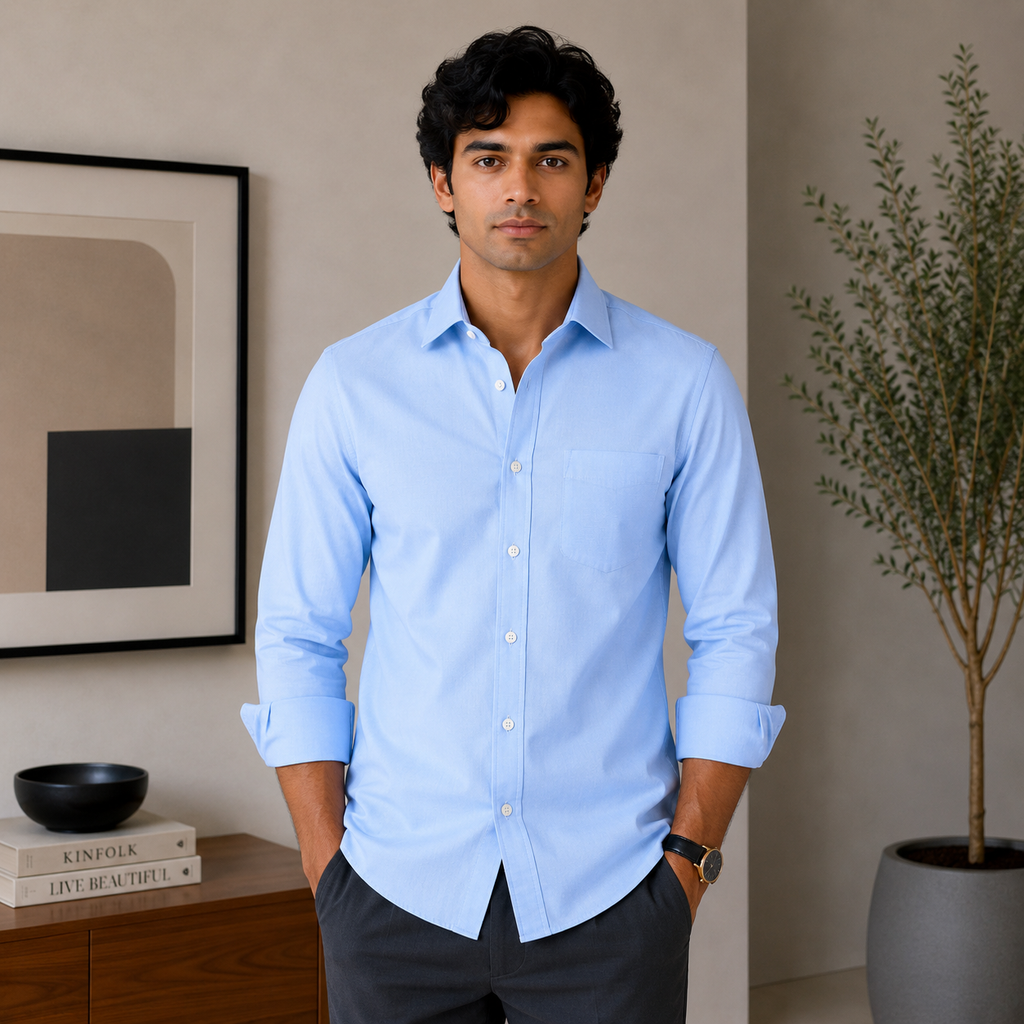 Stitchify Premium Cotton Sky Shirt For Men | Micro Diamond Texture