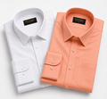 Stitchify Men's Premium Formal Shirt Combo – Set of 2 | White And Peach