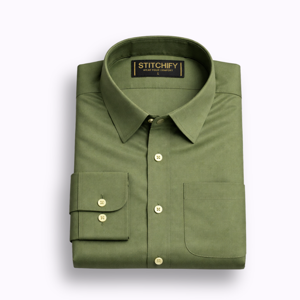 Stitchify Premium Soft Cotton Dark Green Shirt For Men