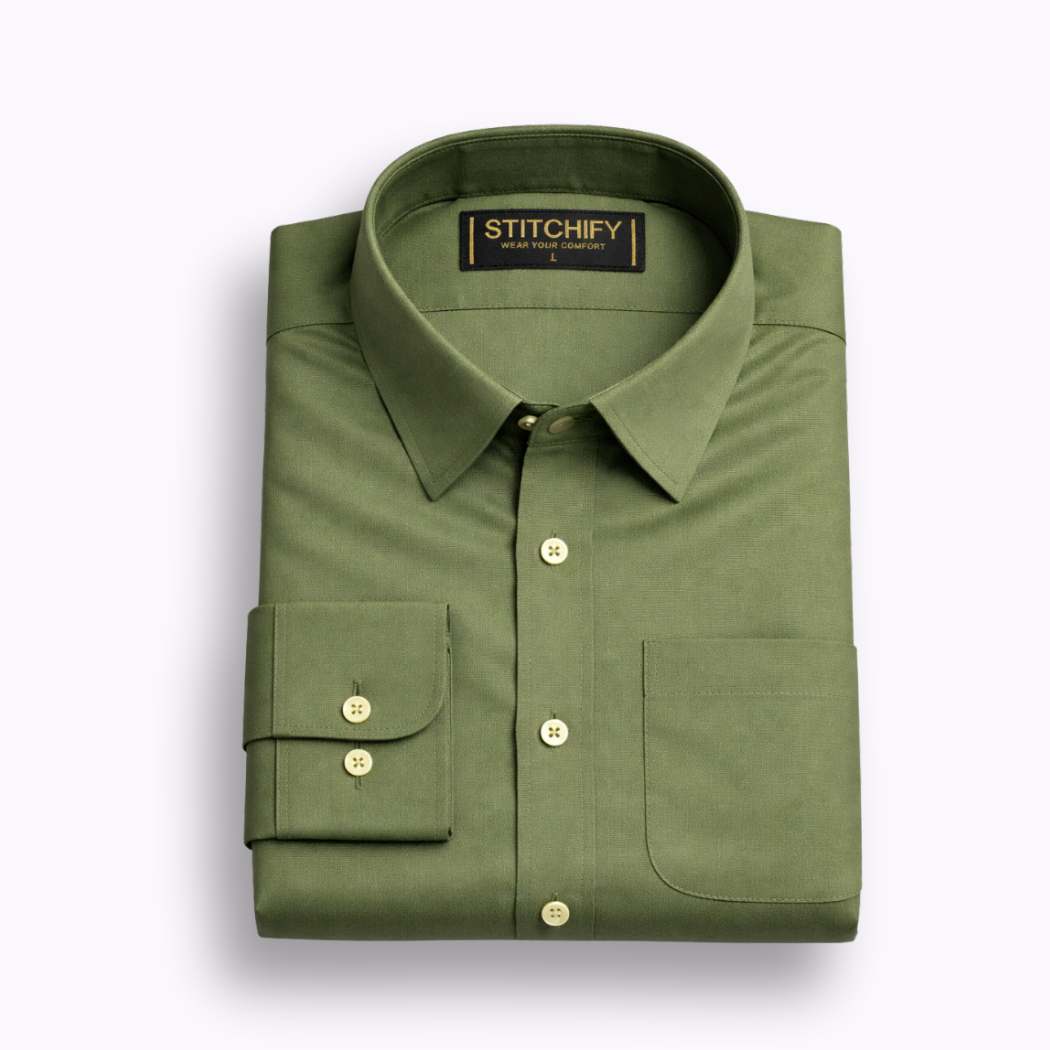 Stitchify Premium Soft Cotton Dark Green Shirt For Men