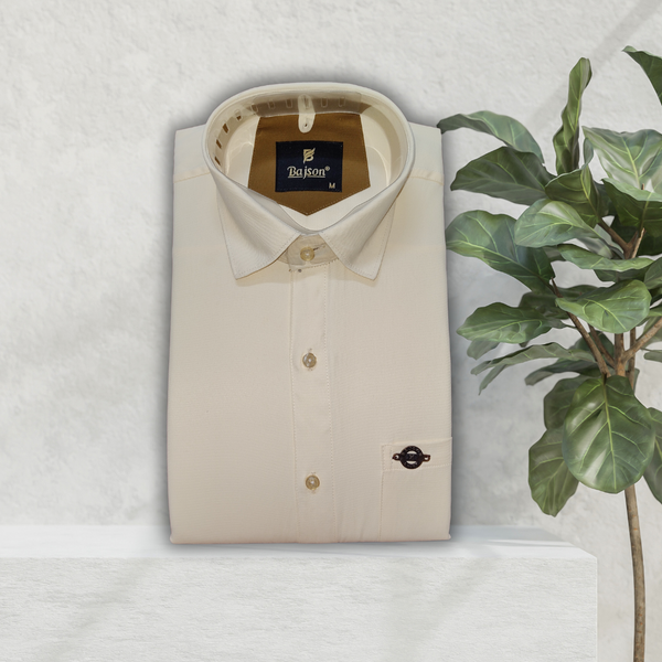 Luxury Twill Cotton Shirt For Men (Light Yellow)